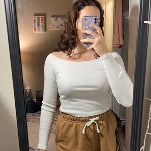 White off the shoulder long sleeve